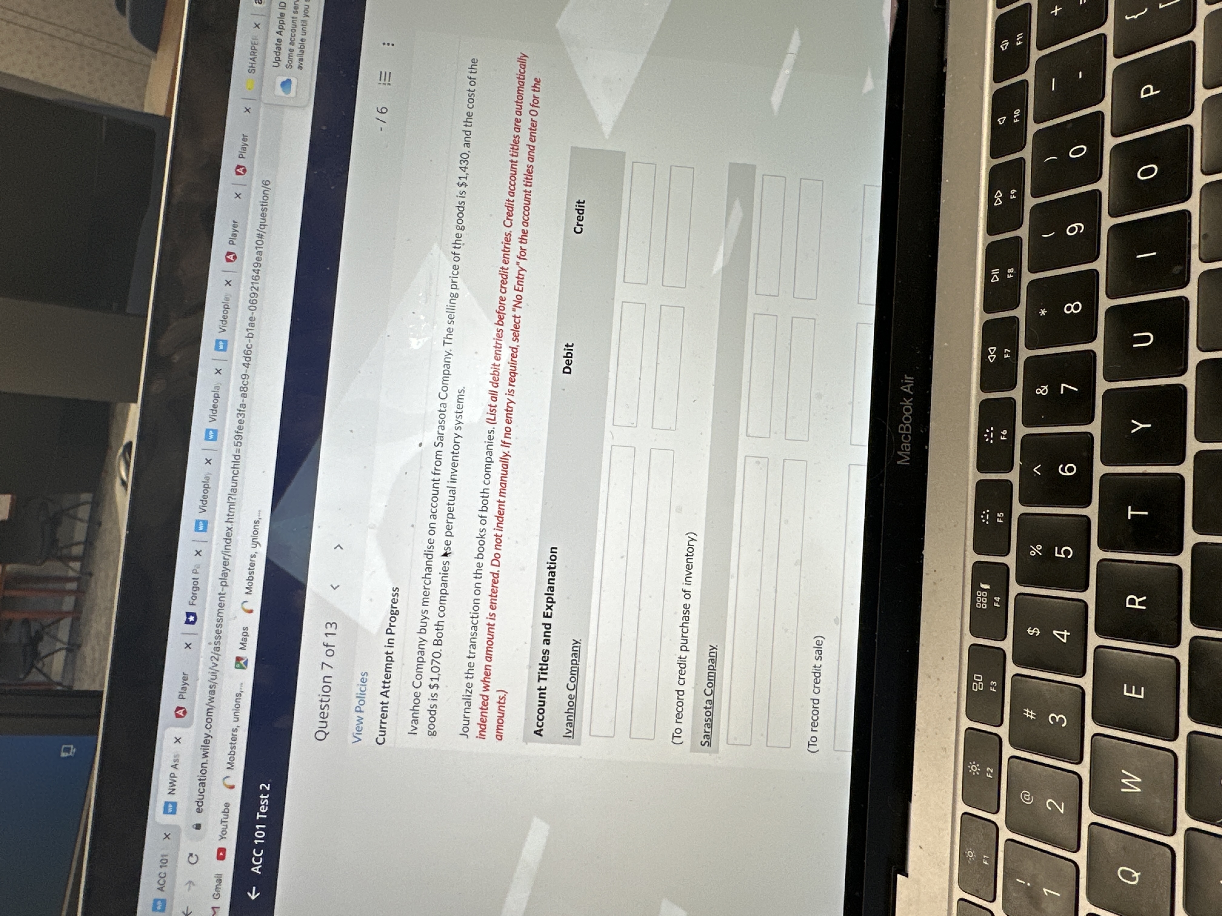 ACC 101 X w NWP Ass x A Player x | Forgot Pa x |