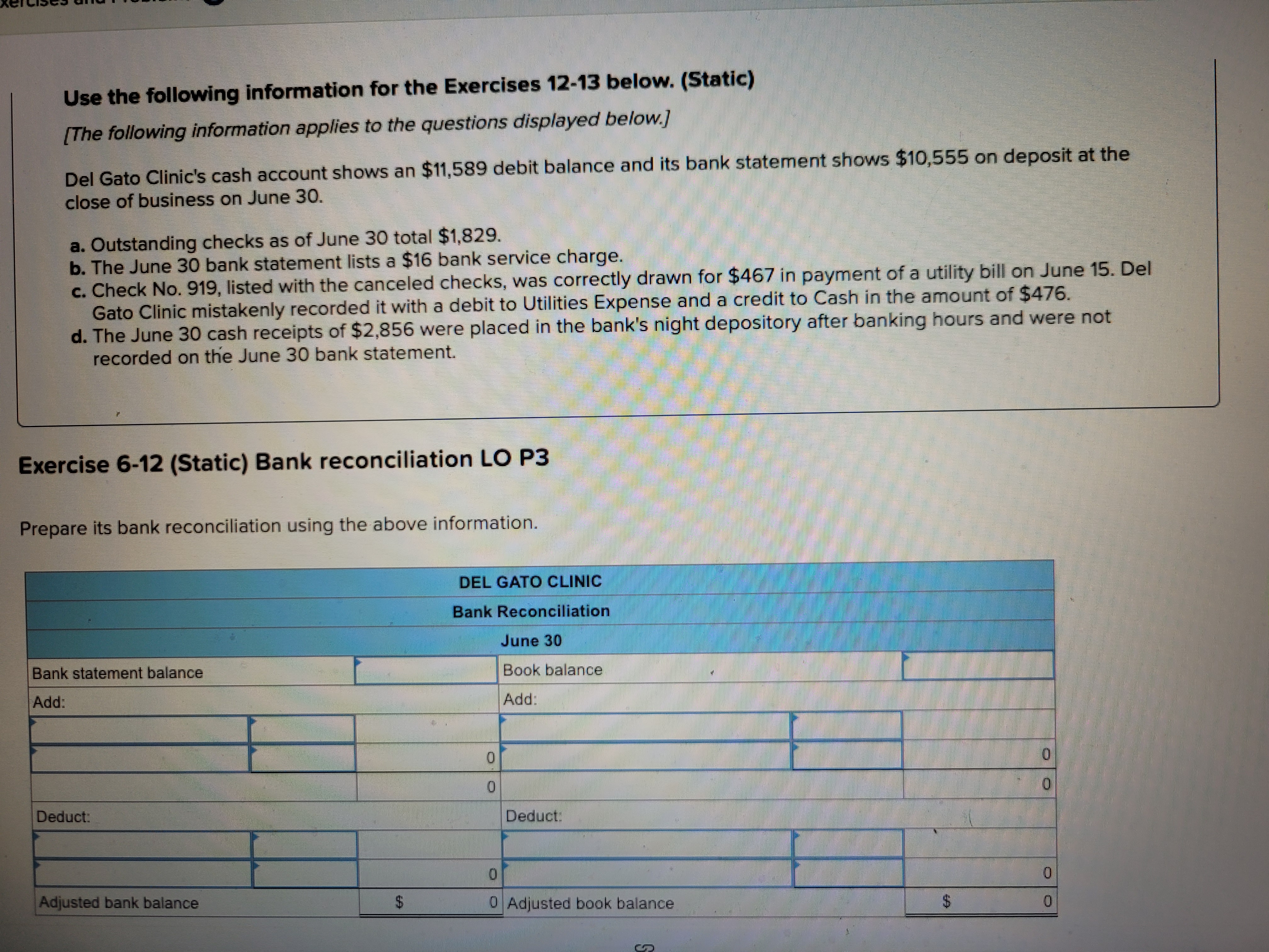 Use the following information for the Exercises