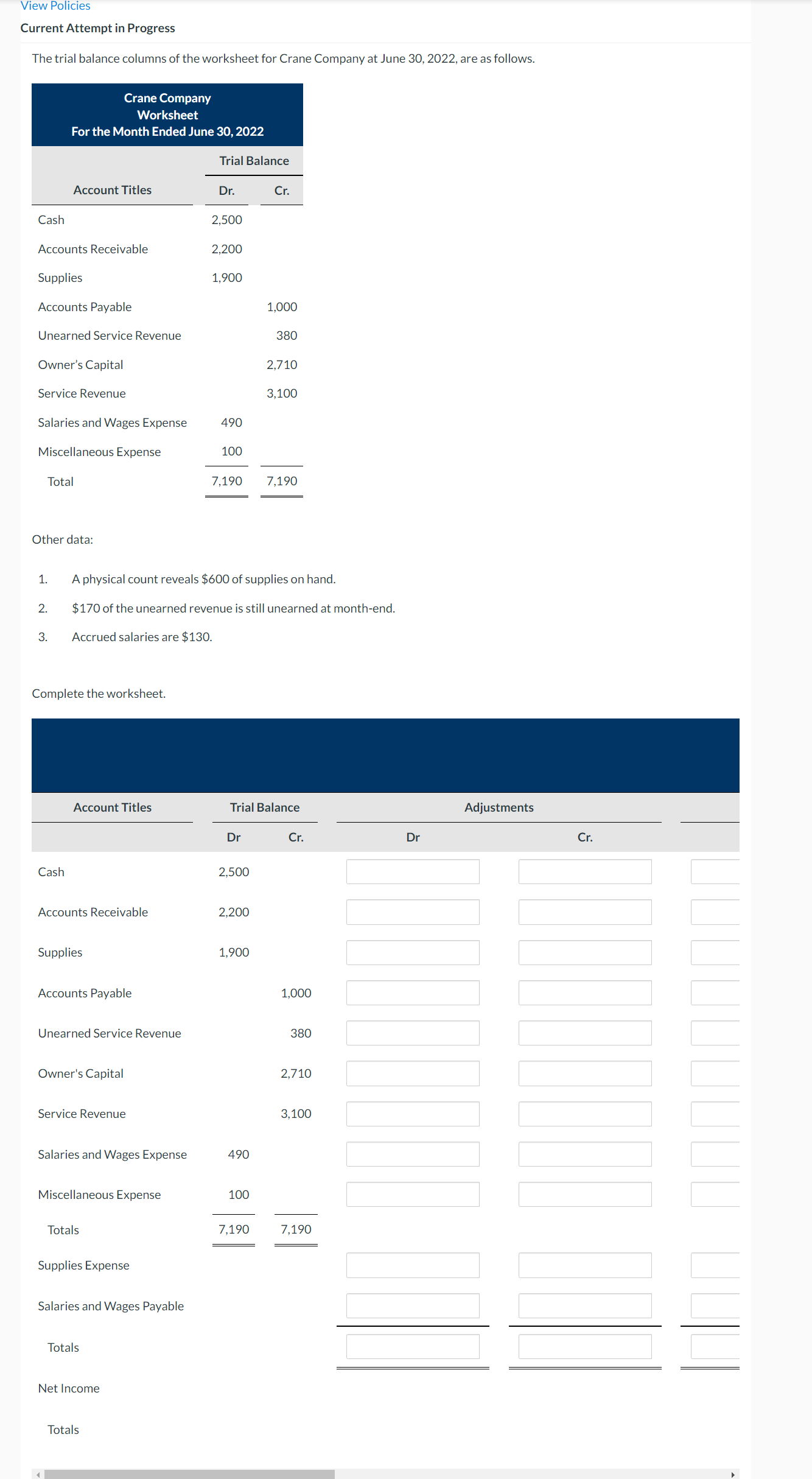 View Policies Current Attempt in Progress