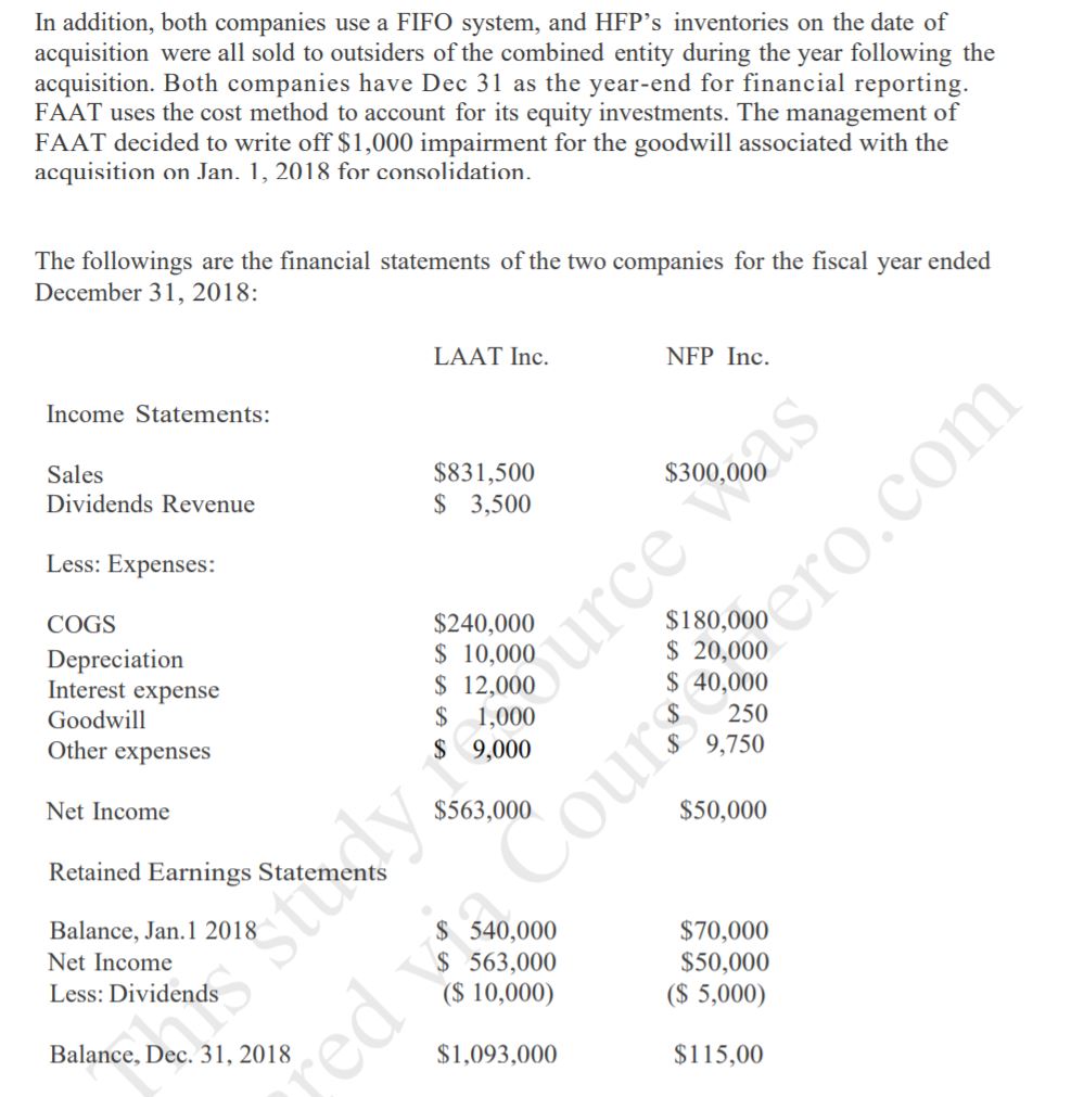 \fQuestion 3 Required: Prepare a consolidated