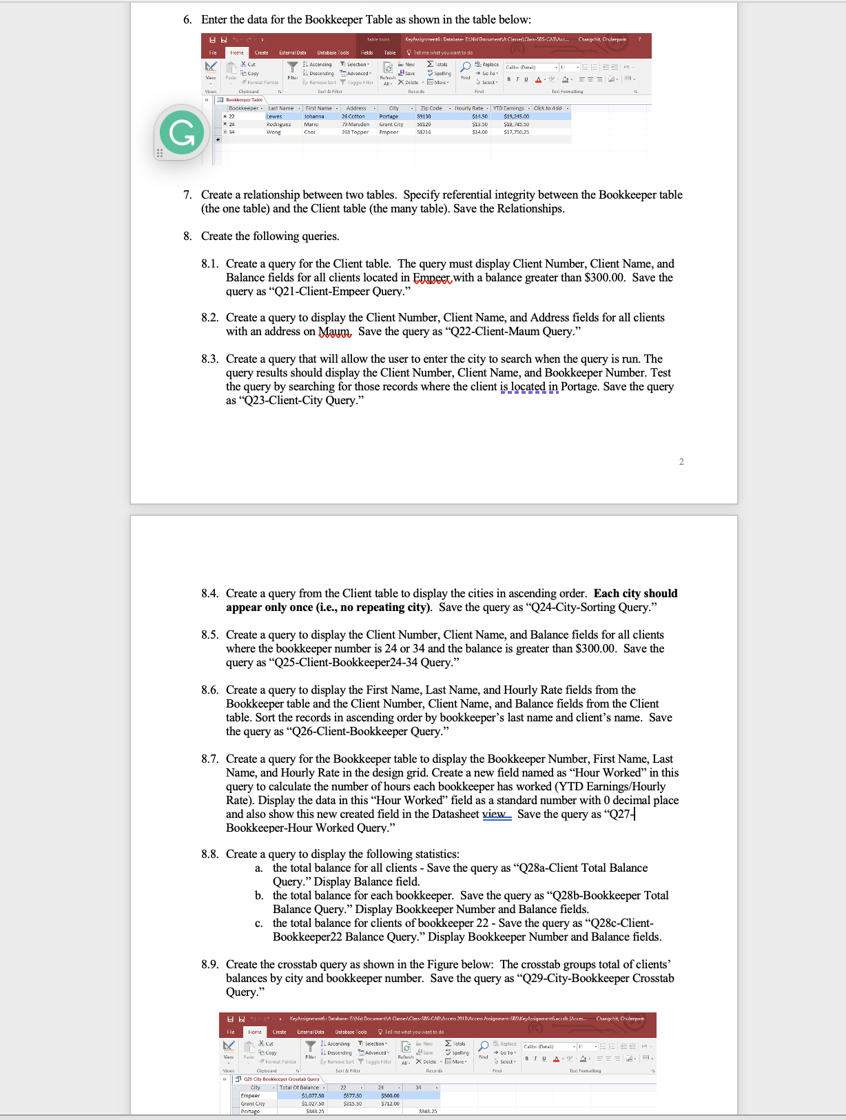 Assignment 6: Creating the Babbage Bookkeeping