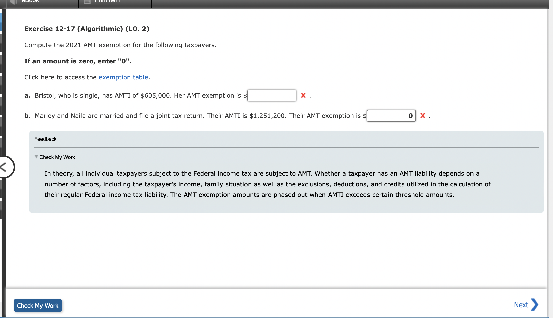 Exercise 12-17 (Algorithmic) (LO. 2) Compute the