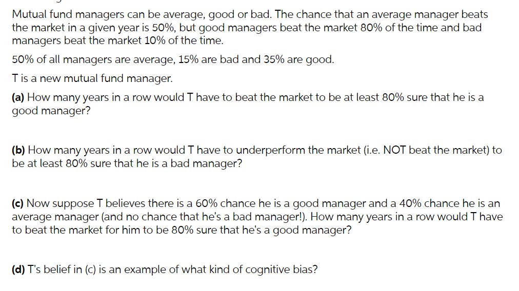.1 Mutual fund managers can be average, good or