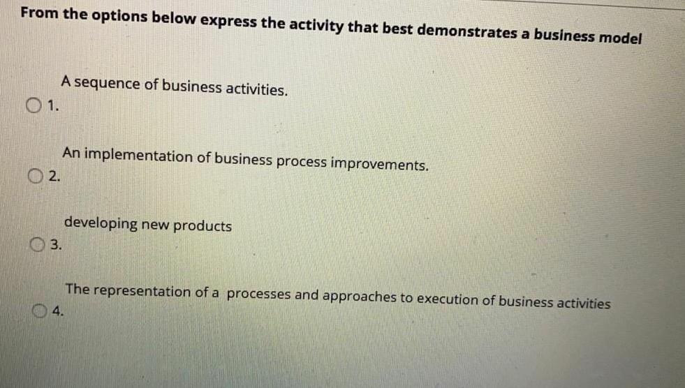 7 From the options below identify the activity