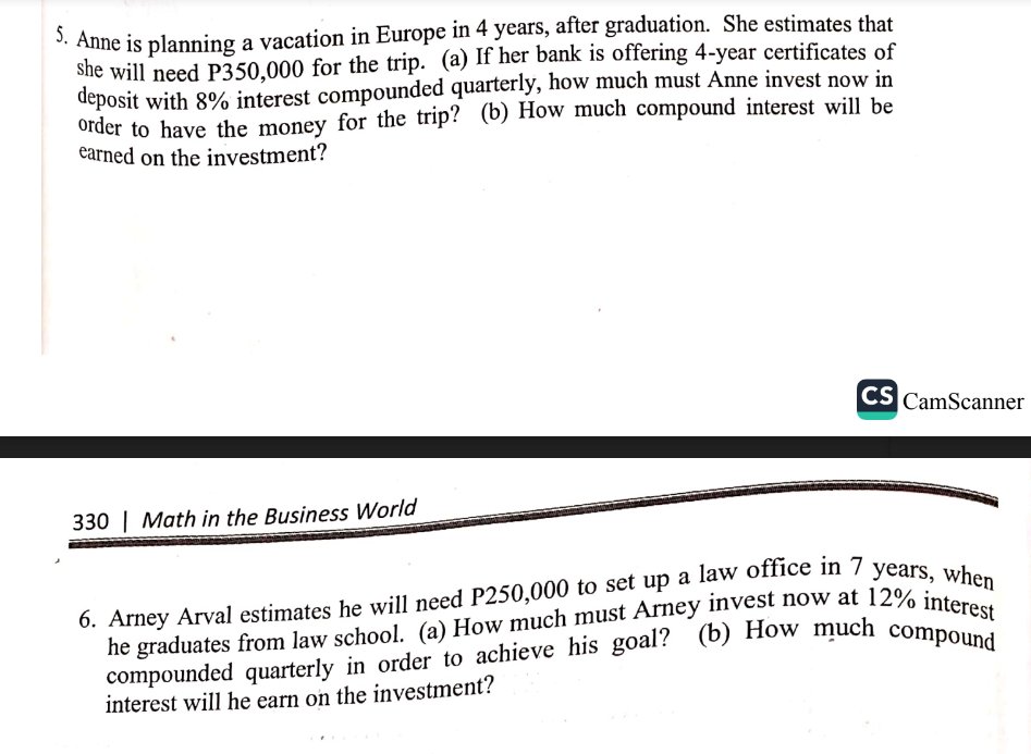 Finance: PRESENT VALUE Please put solutions.