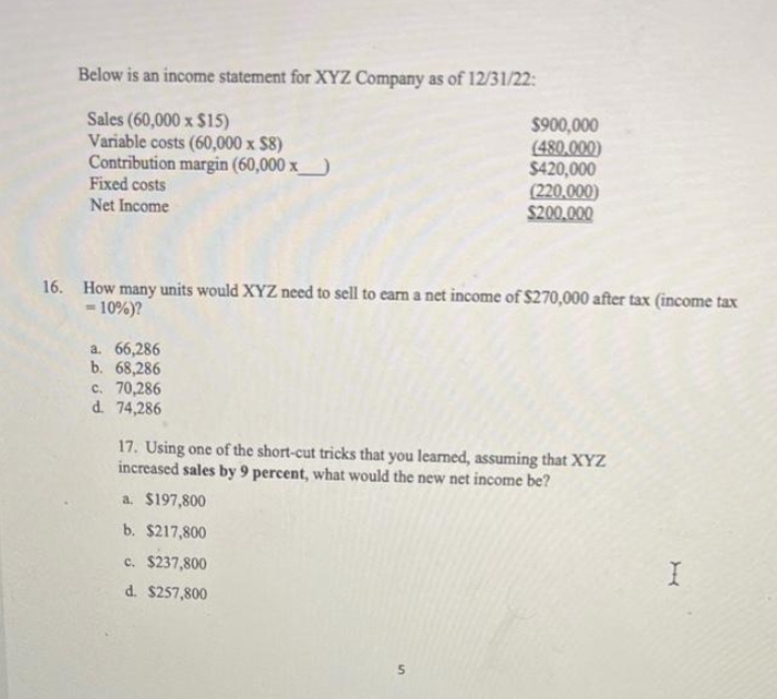 14. Using a DOL for 2022 equal to 3.00, if