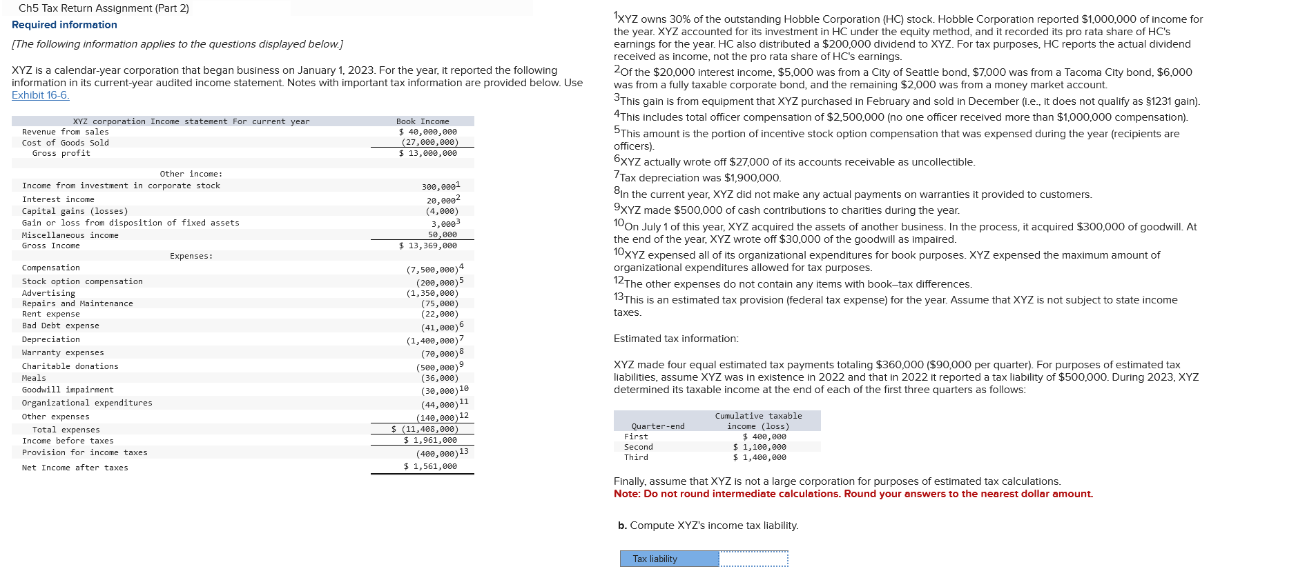 Ch5 Tax Return Assignment (Part 2) Required