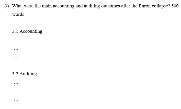 3) What were the main accounting and auditing