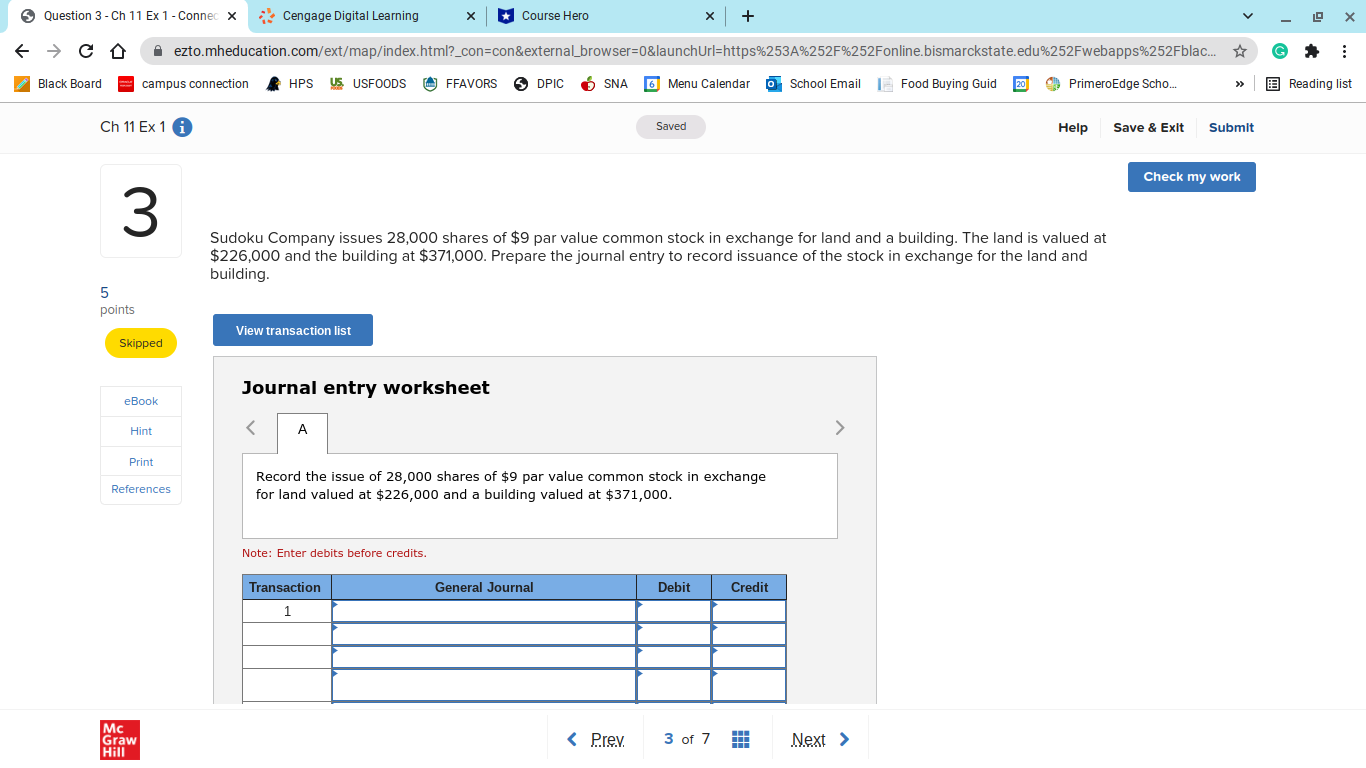 Question 3 - Ch 11 Ex 1 - Connec X Cengage