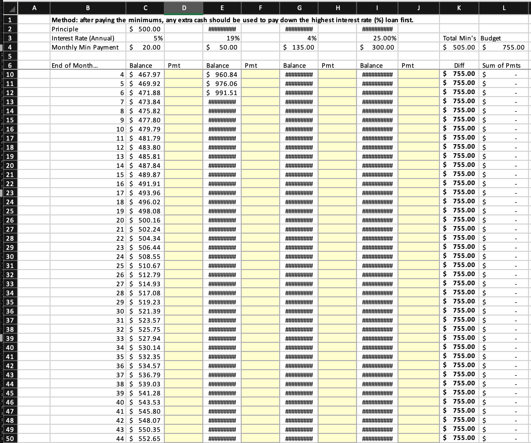 A B C D E G H K Method: after paying the
