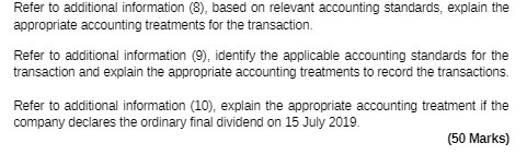 Refer to additional information (8), based on