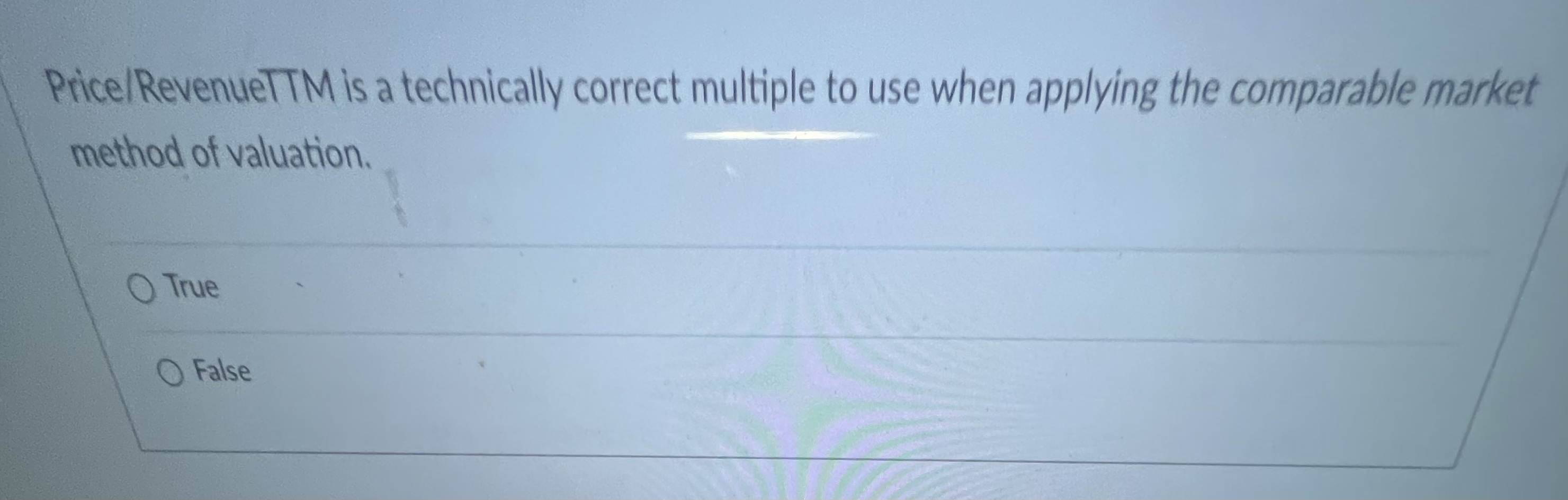 A. Price/RevenueTTM is a technically correct