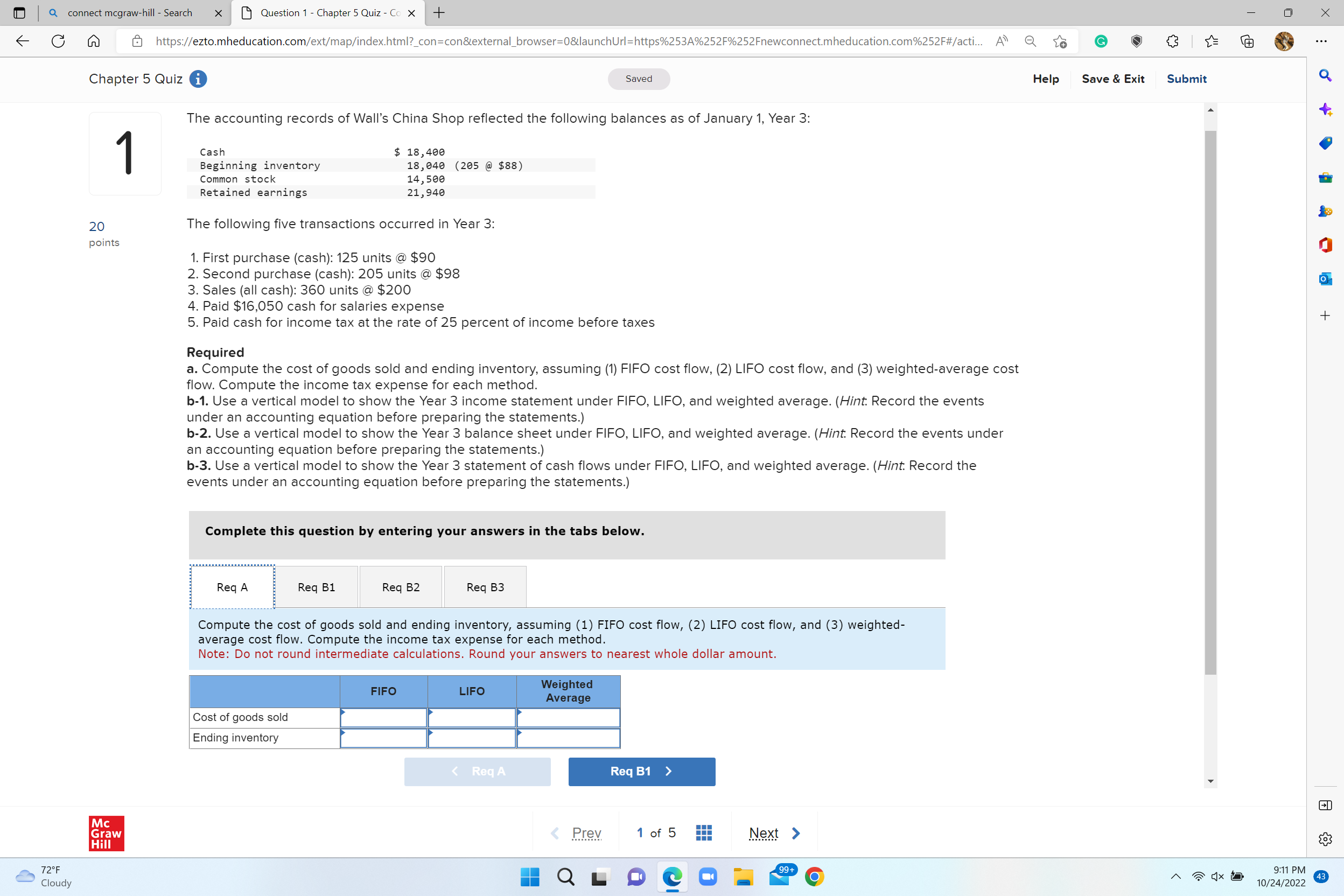 Q connect mcgraw-hill - Search x Question 1 -