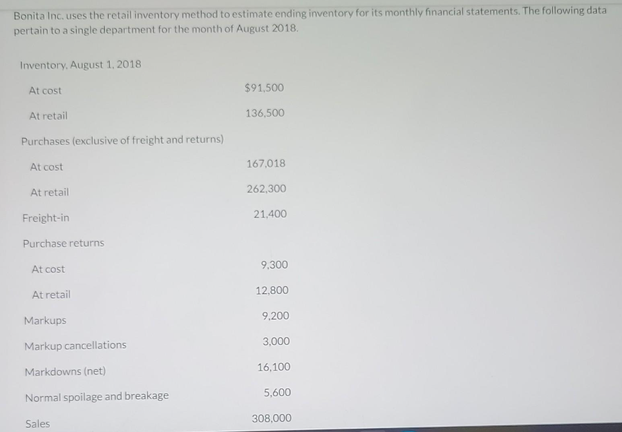 (a) Using the conventional retail method, compute
