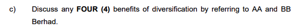 The returns on AA Berhad and BB Berhad are given