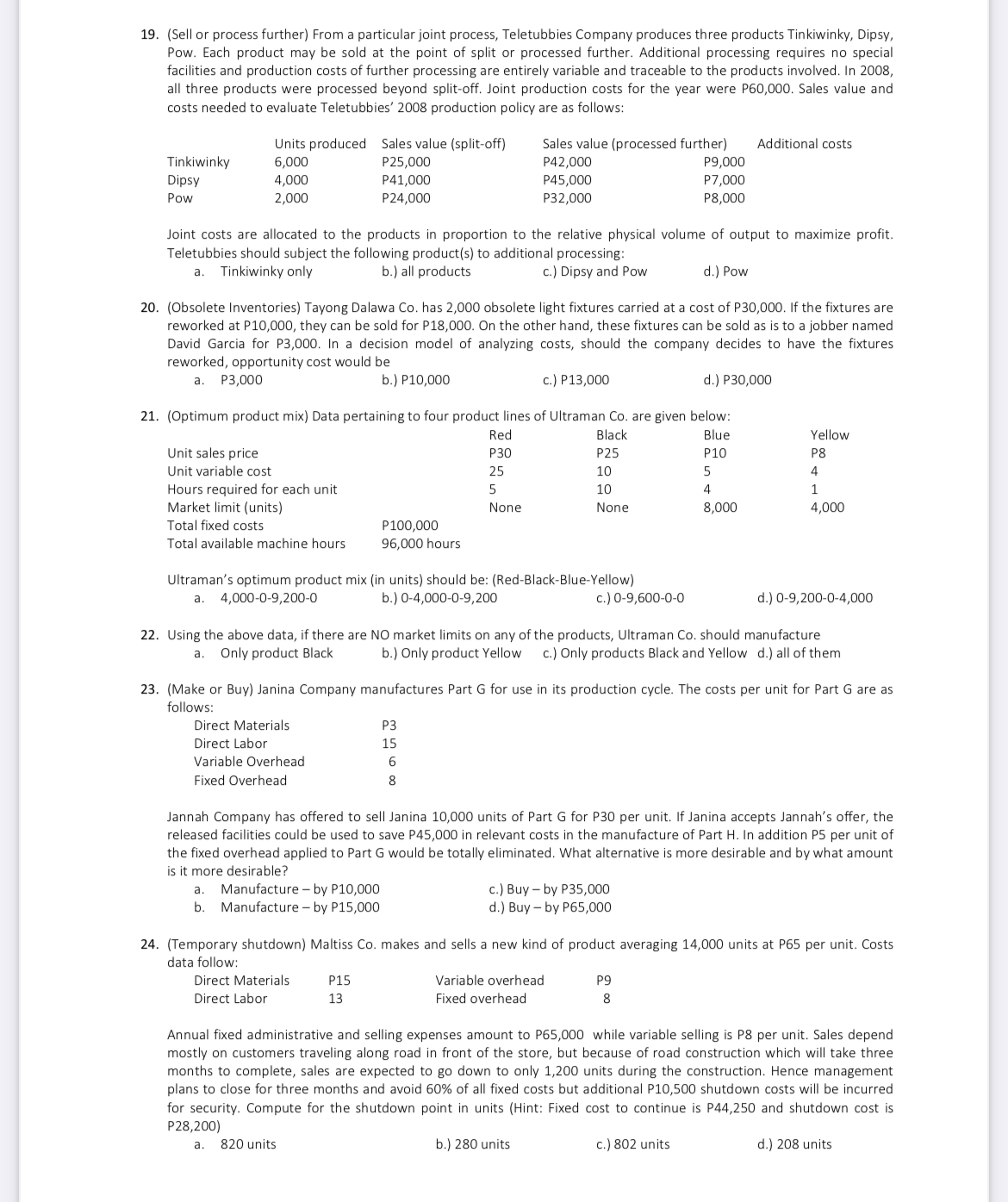 1. Kimerald Co. produced 20,000 units and sold