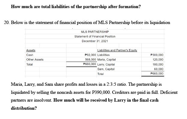 How much are total liabilities of the partnership