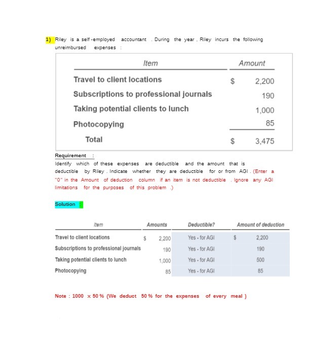 1) Riley is a self - employed accountant . During