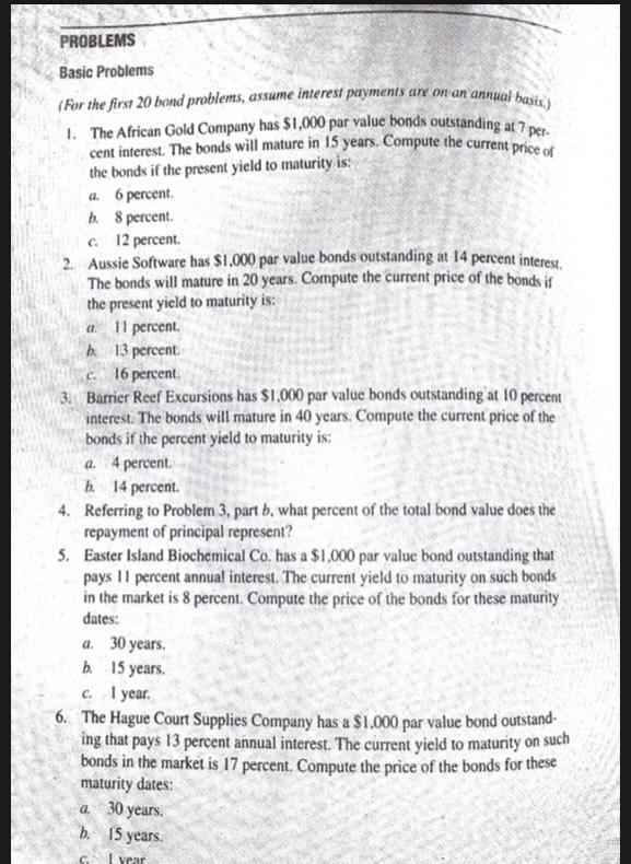 PROBLEMS Basic Problems (For the first 20 band