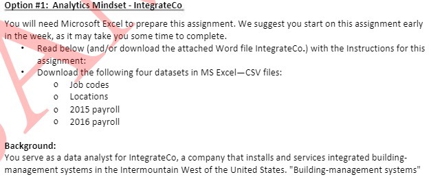 Option #1: Analytics Mindset - IntegrateCo You