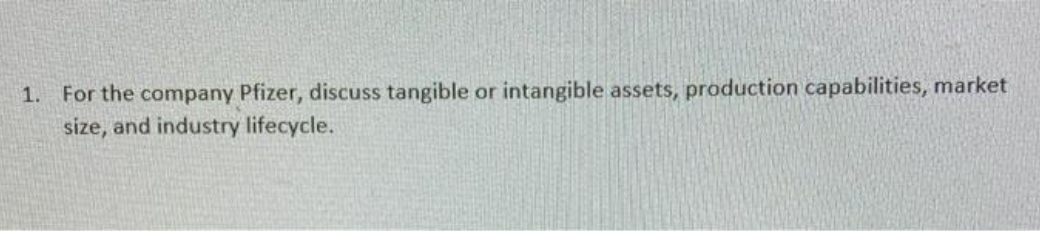 1 1. For the company Pfizer, discuss tangible or