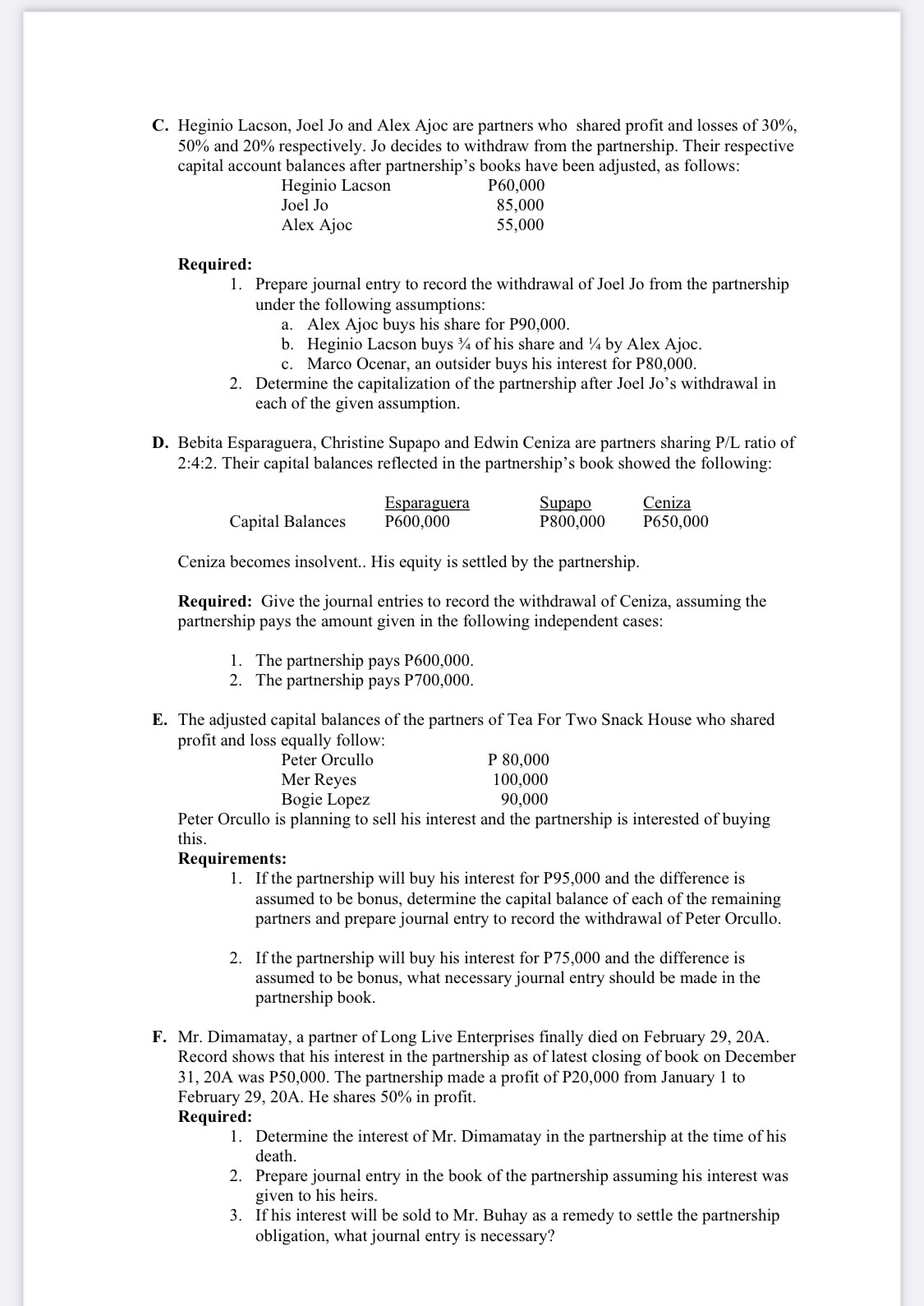 ACCOUNTING 82 Chapter 2 Fact pattern: 2. Tomay