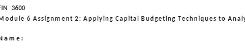 IN 3600 Module 6 Assignment 2: Applying Capital