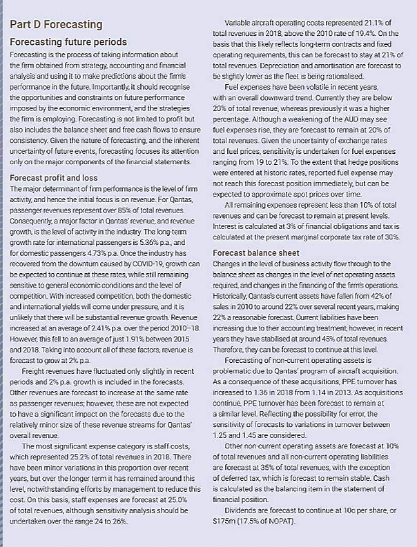 Part D Forecasting Variable aircraft operating