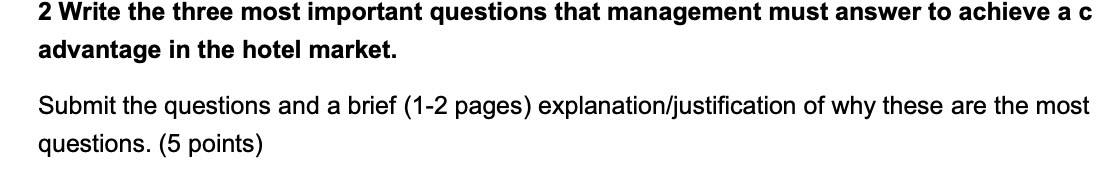2 Write the three most important questions that
