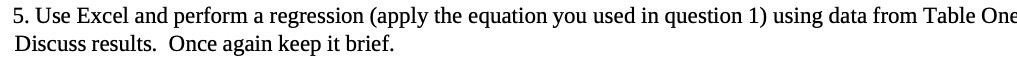 5. Use Excel and perform a regression (apply the