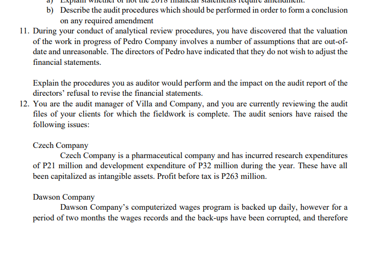 Unit 5 10. ll. Completing the Audit Describe the