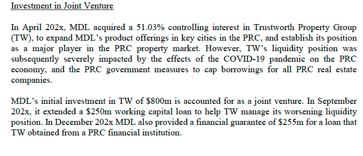 Question 2 e MDL's property development sales