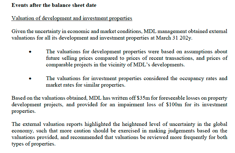 Question 2 e MDL's property development sales