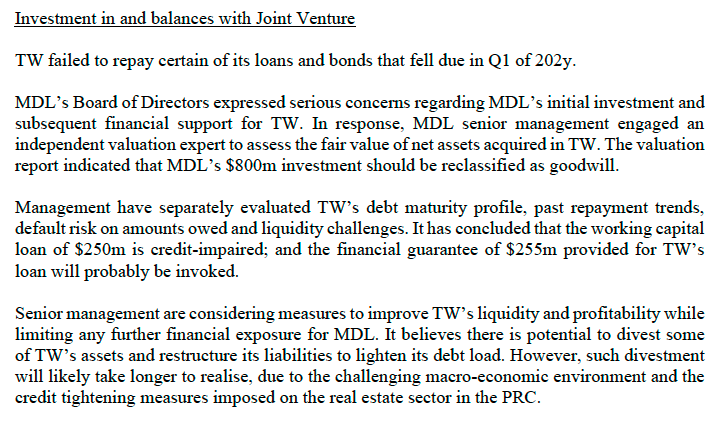 Question 2 e MDL's property development sales