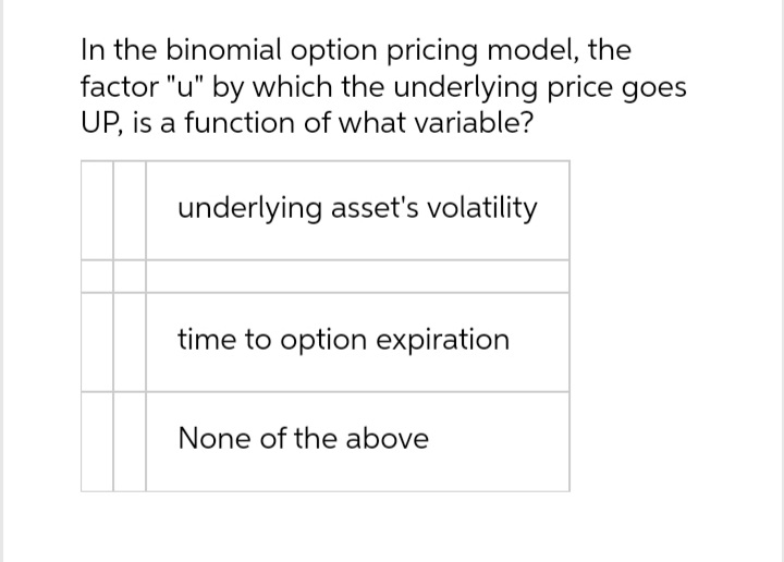 In the binomial option pricing model, the factor