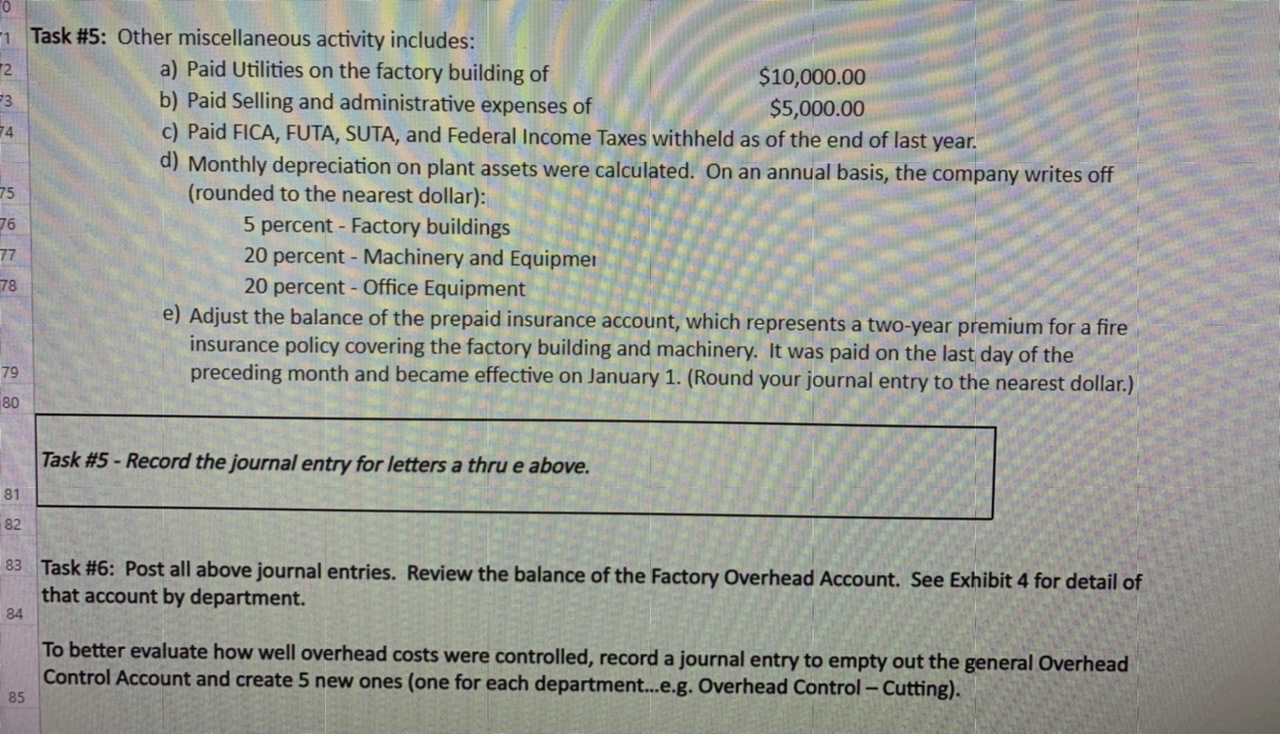 Attached is the problem. Task #5: Other