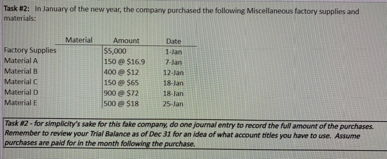 Attached is the problem. Task #5: Other