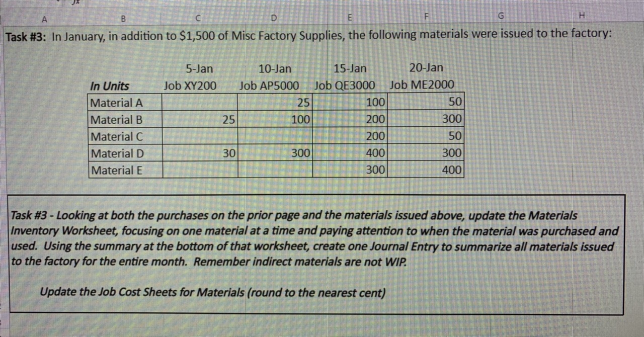Attached is the problem. Task #5: Other