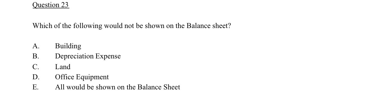 Question 23 Which of the following would not be