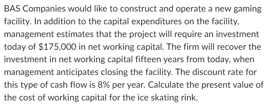 BAS Companies would like to construct and operate