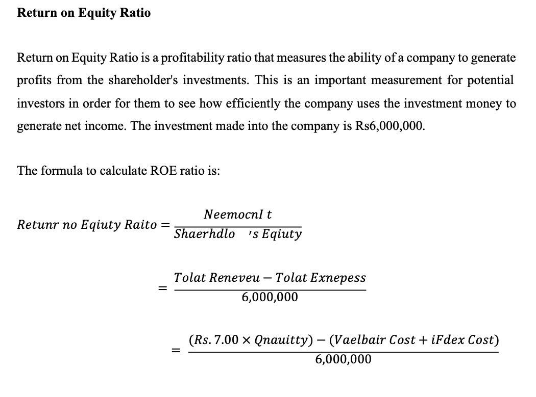 Return on Equity Ratio Return on Equity Ratio is