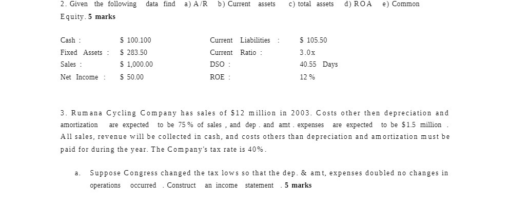 2 . Given the following data find 3} AIR h]