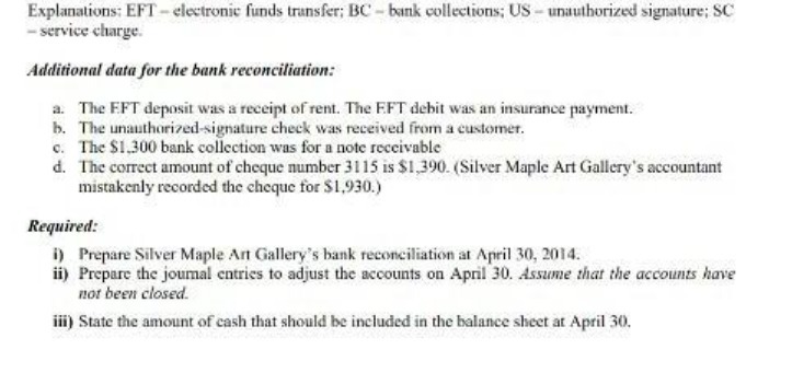 Explanations: EFT - electronic funds transfer; BC