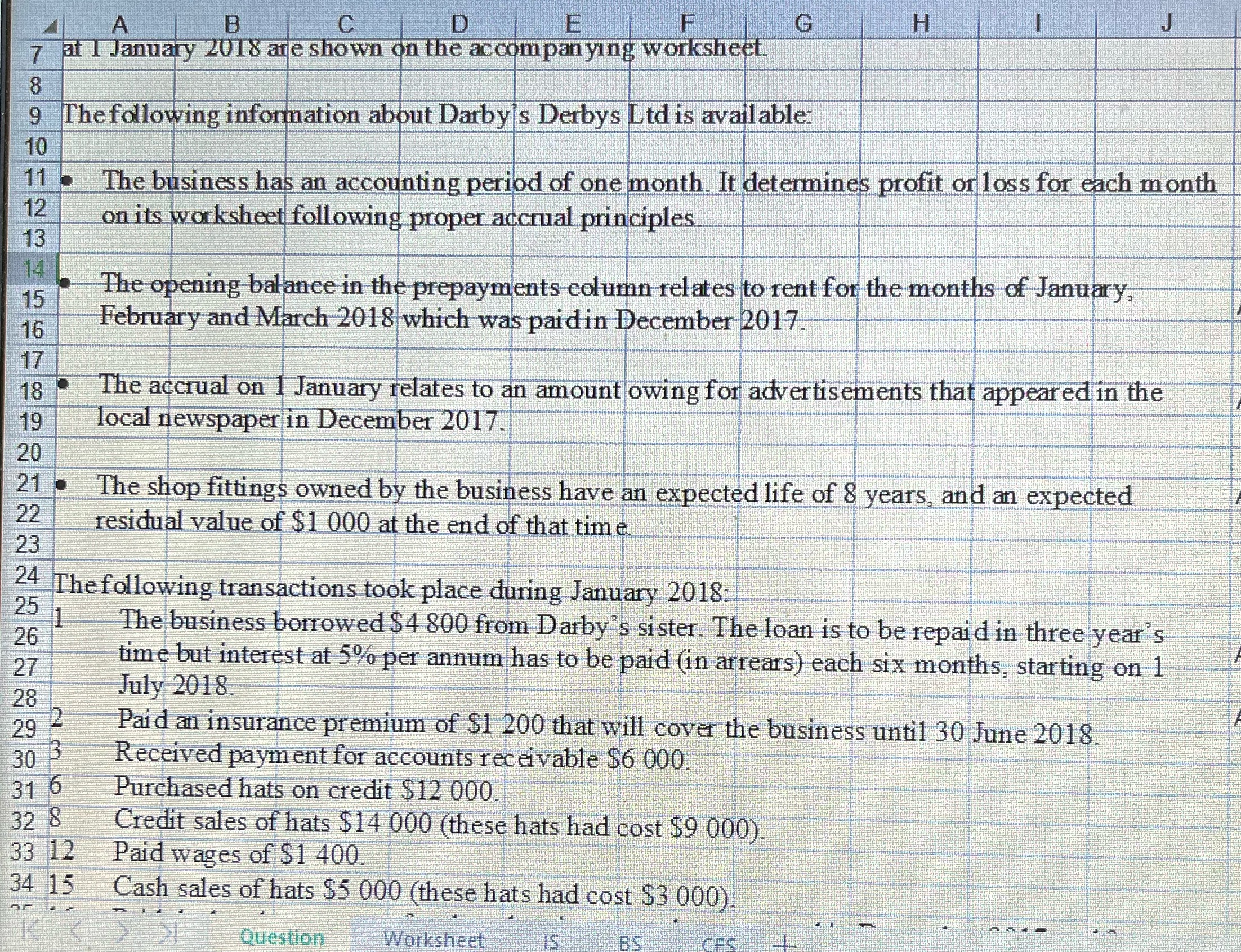 Journal Entry A B C D E F G H 7 at I January 2018
