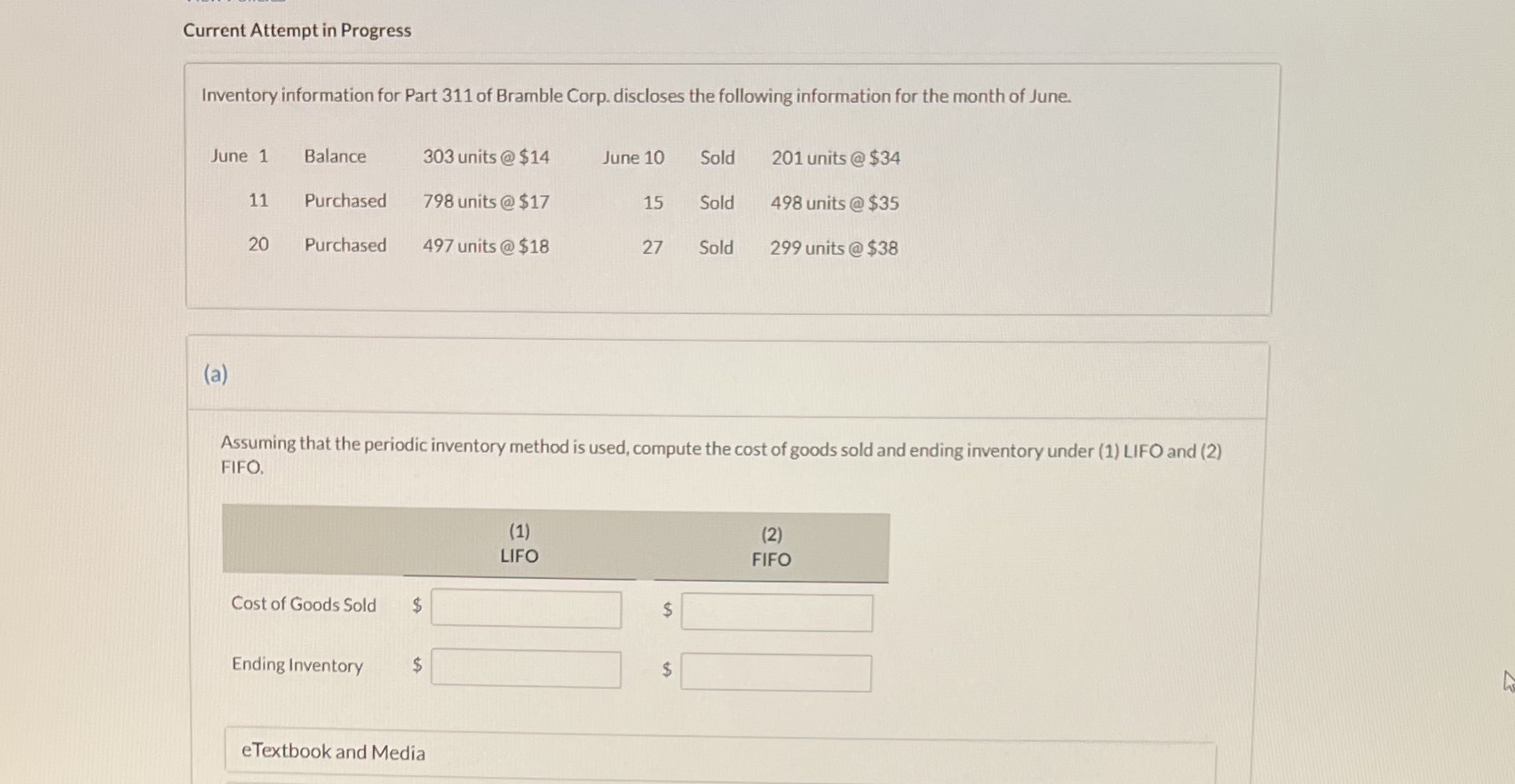Fill out the missing boxes Current Attempt in