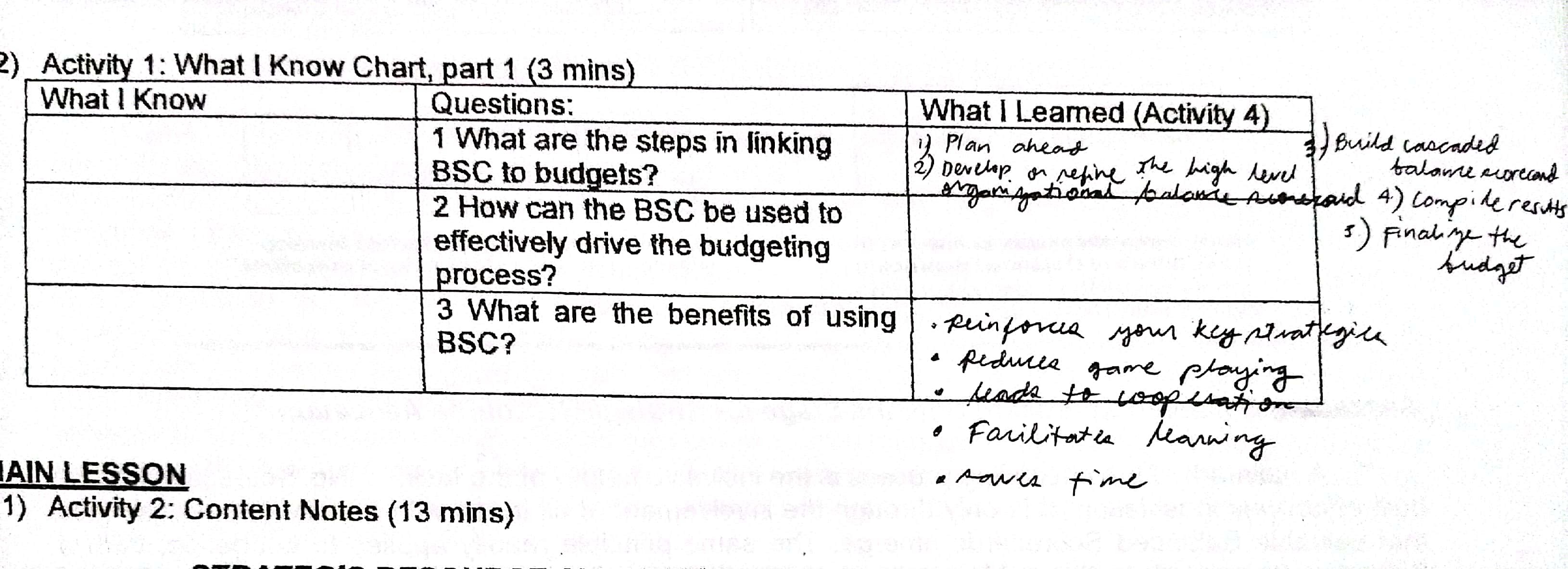 2) Activity 1: What I Know Chart, part 1 (3 mins)