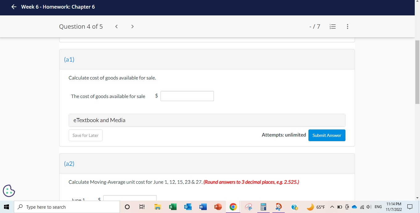 - Week 6 - Homework: Chapter 6 Question 4 of 5 <