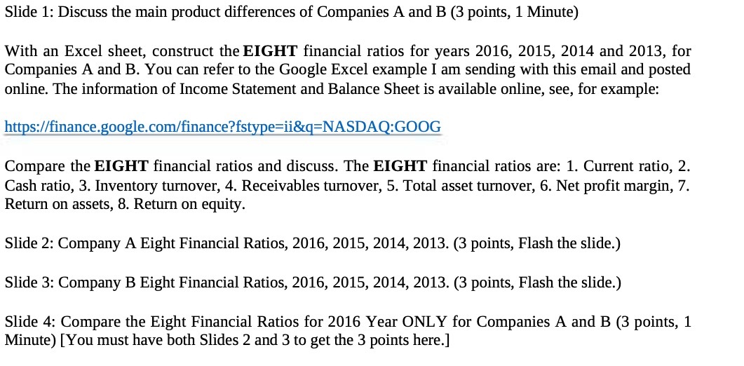 Slide 1: Discuss the main product differences of
