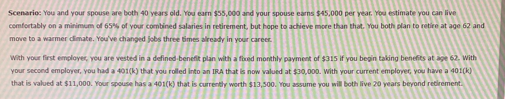 Scenario: You and your spouse are both 40 years