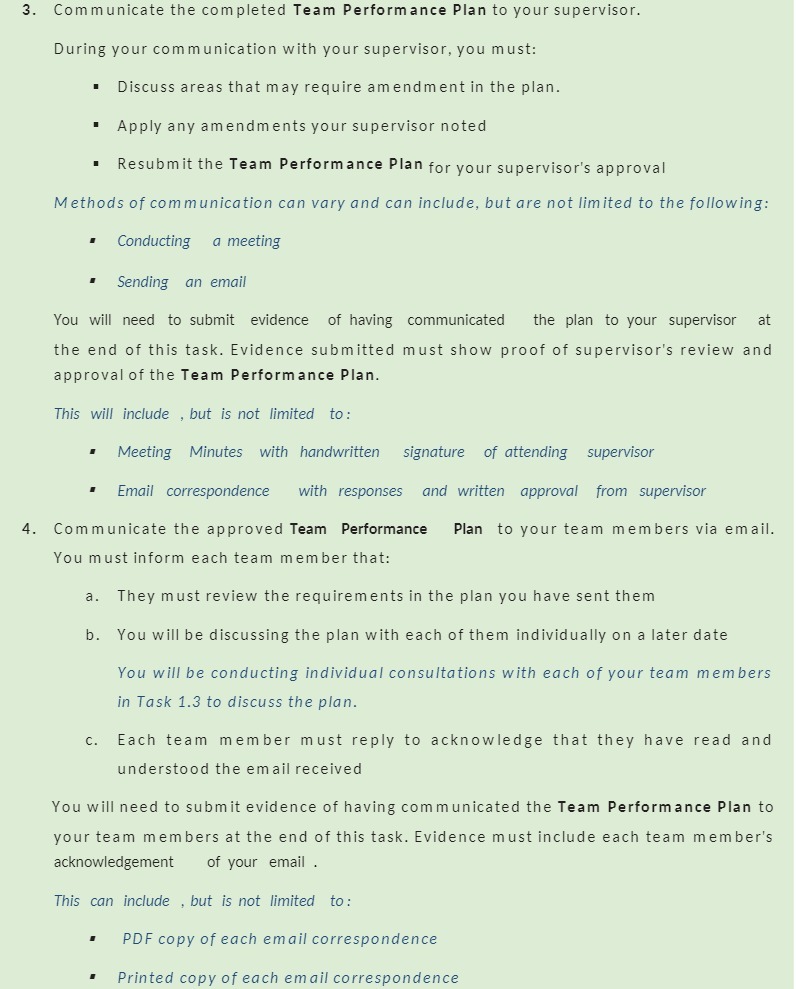 3. Communicate the completed Team Performance